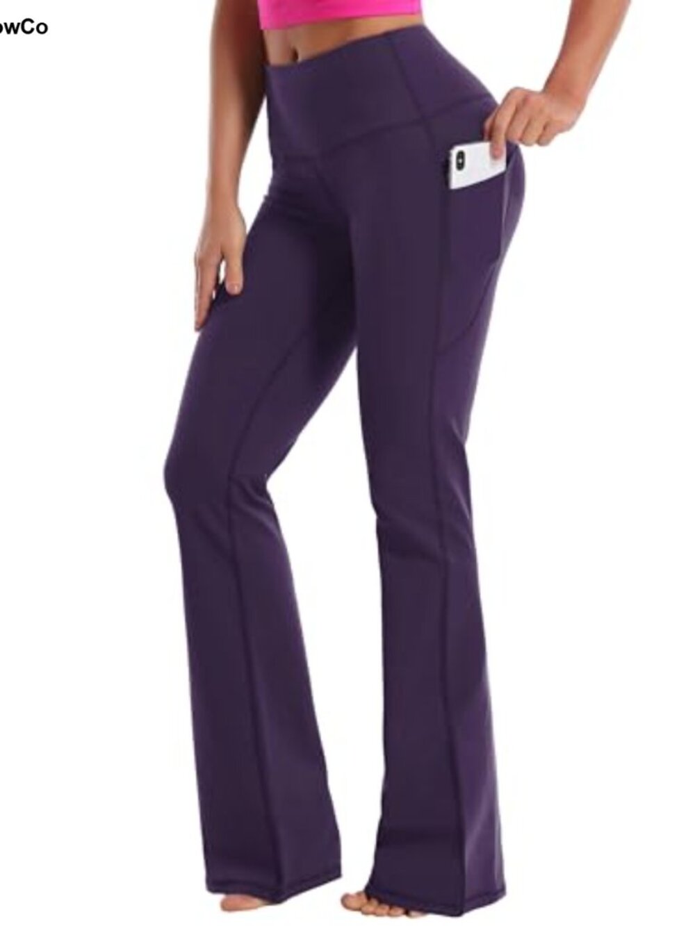Women High Waist Bootcut Yoga Pants w/ Pockets Tummy Control Stretchy Workout